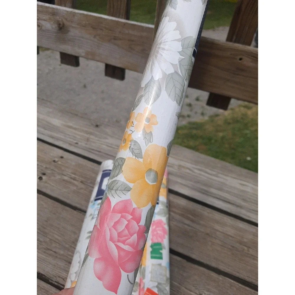 Vintage 5pc Magic Cover Pastel Floral Self-Adhesive Vinyl 3YdsX18